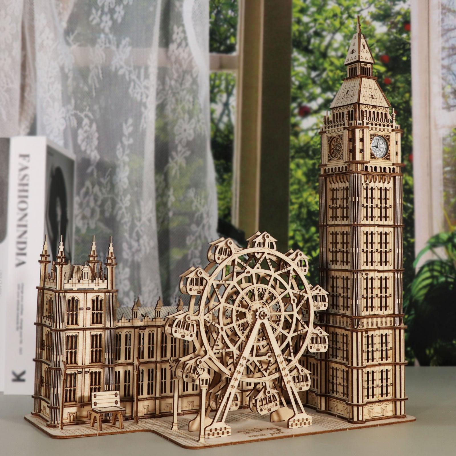 MUSIC PARK 3D Wooden Puzzle Big Ben Model Kits Desktop Clock DIY Building Blocks