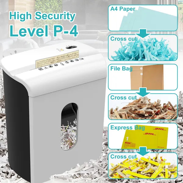 Paper Shredder, P-4 Security Level,15-Sheet Cross Cut With 5.8-Gallon Pull Out Bin