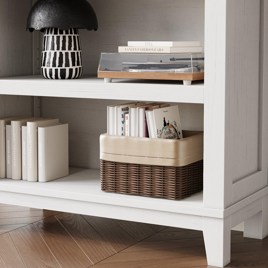 71" Tall Farmhouse Bookcase with Adjustable Shelves White