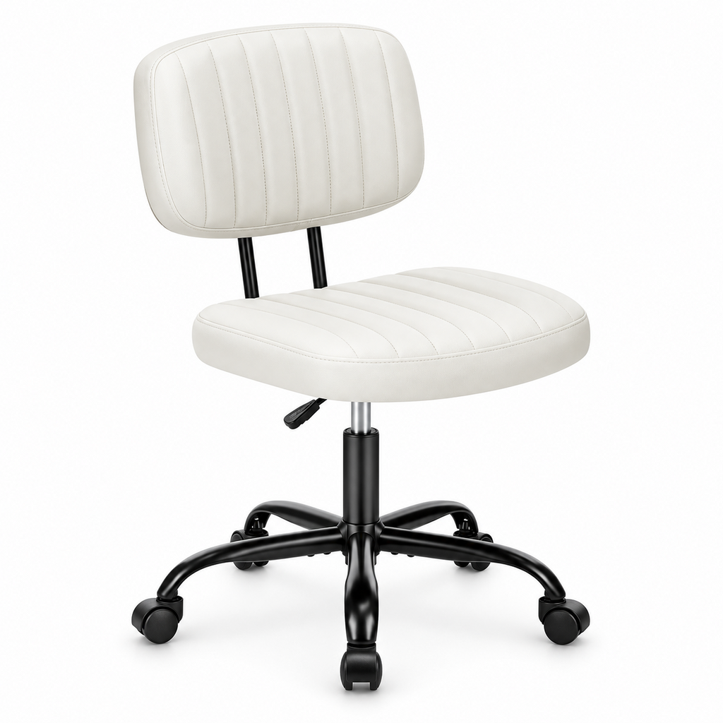 Adjustable Height Armless Office Desk Chair | White
