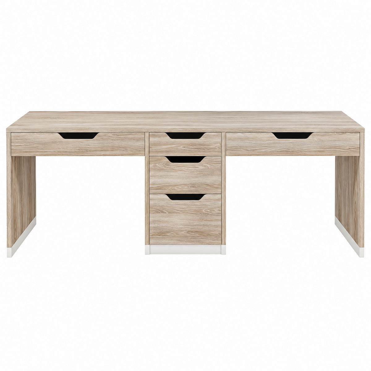 Two-Person Computer Desk with 5 Drawers