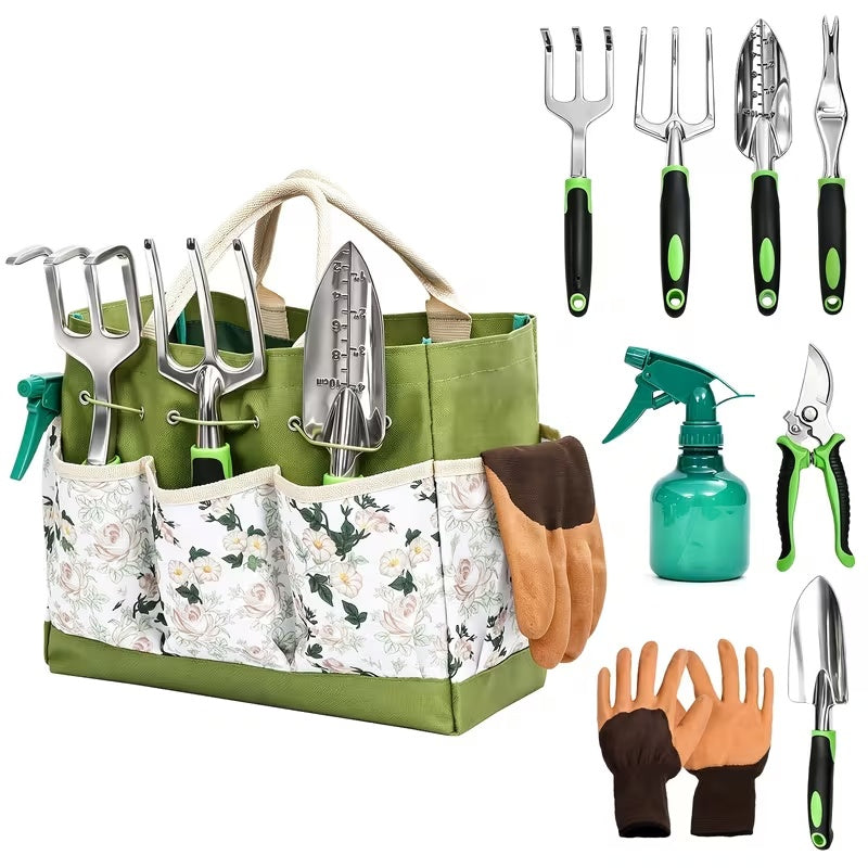 9pcs Garden Tool Set with Organizer Tote