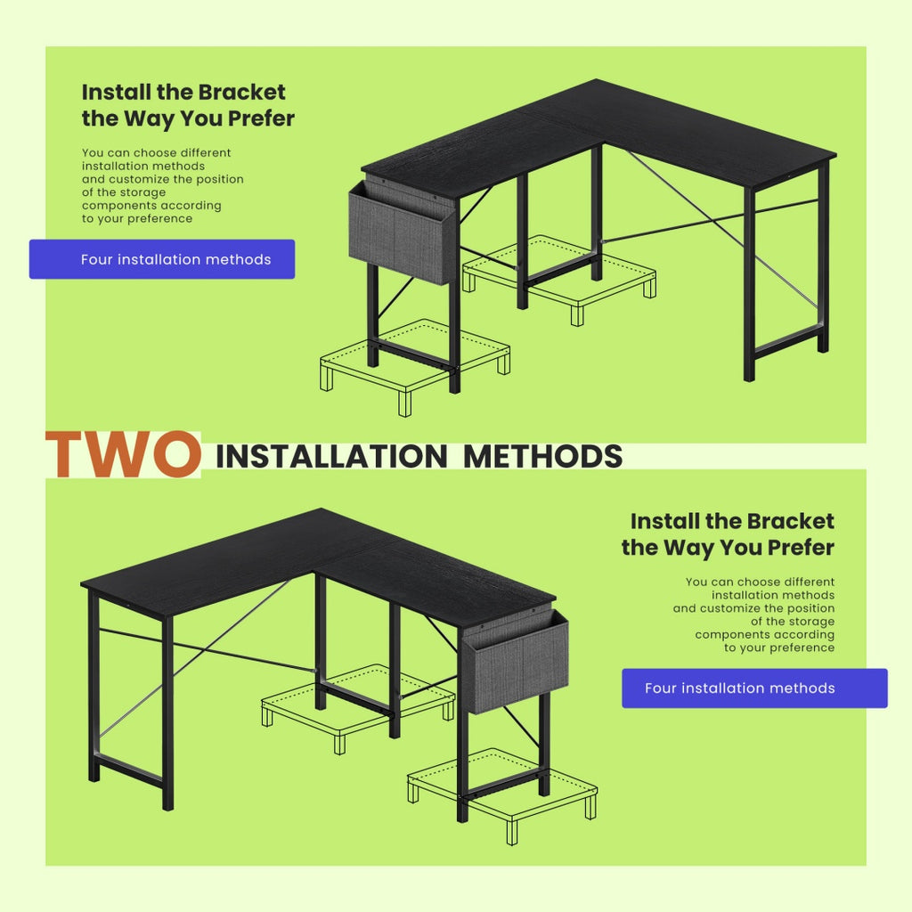 49-Inch L Shaped Desk With CPU Stand & Side Bag