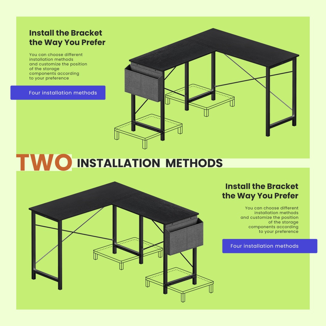 49-Inch L Shaped Desk With CPU Stand & Side Bag