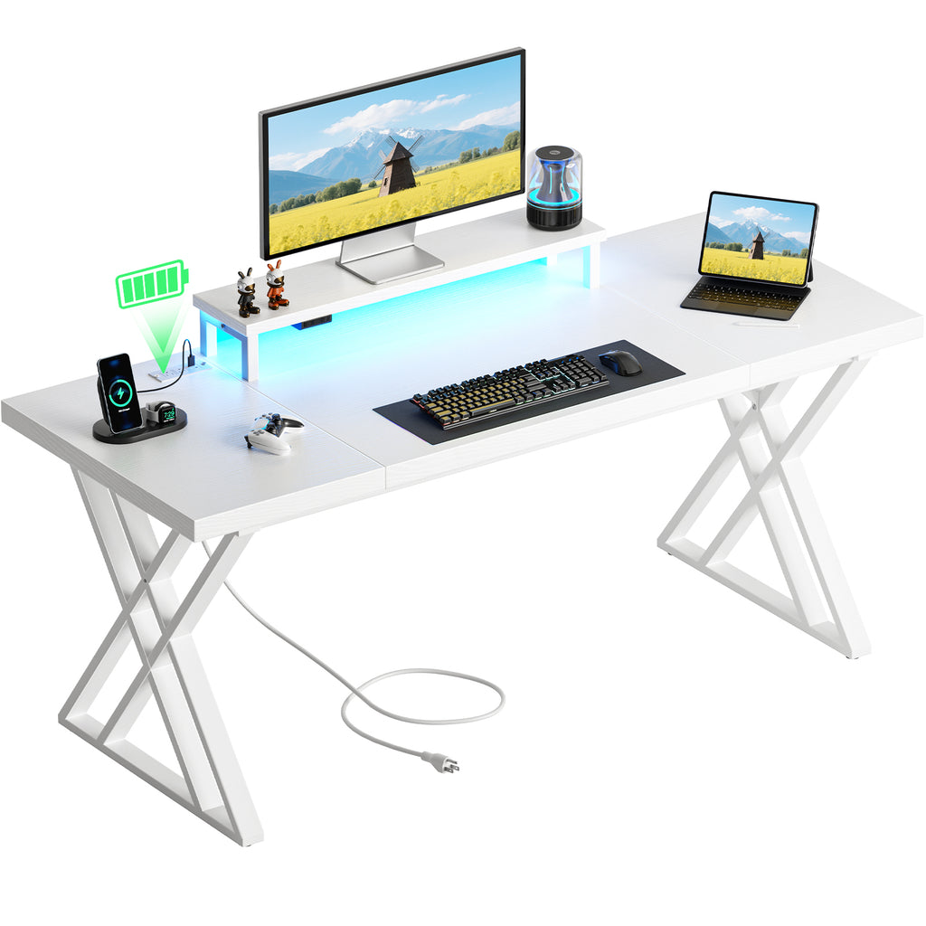 Thick Desktop Board Desk - WHITE