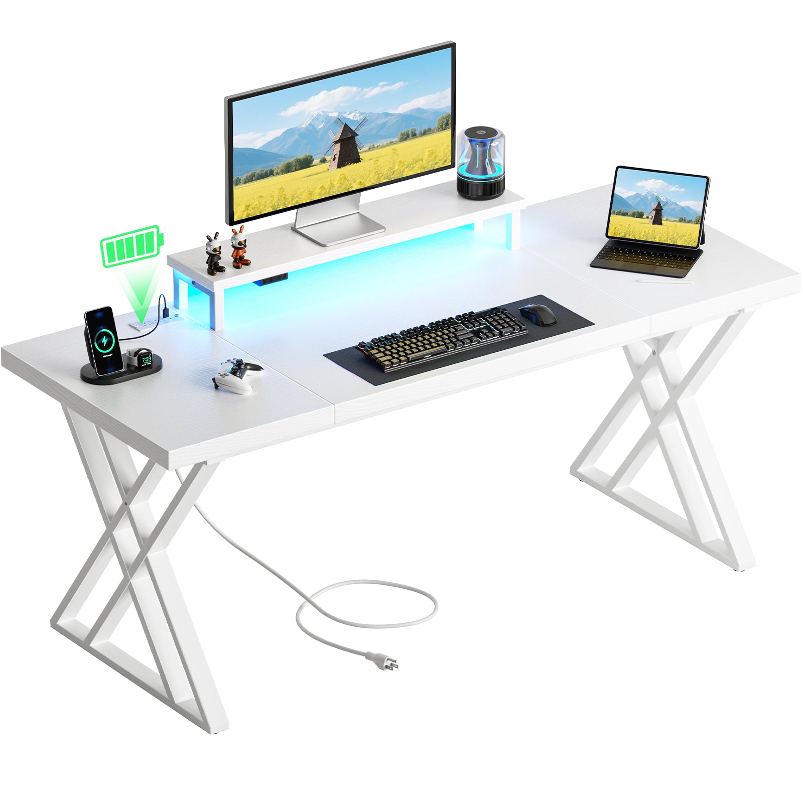 Thick Desktop Board Desk - WHITE