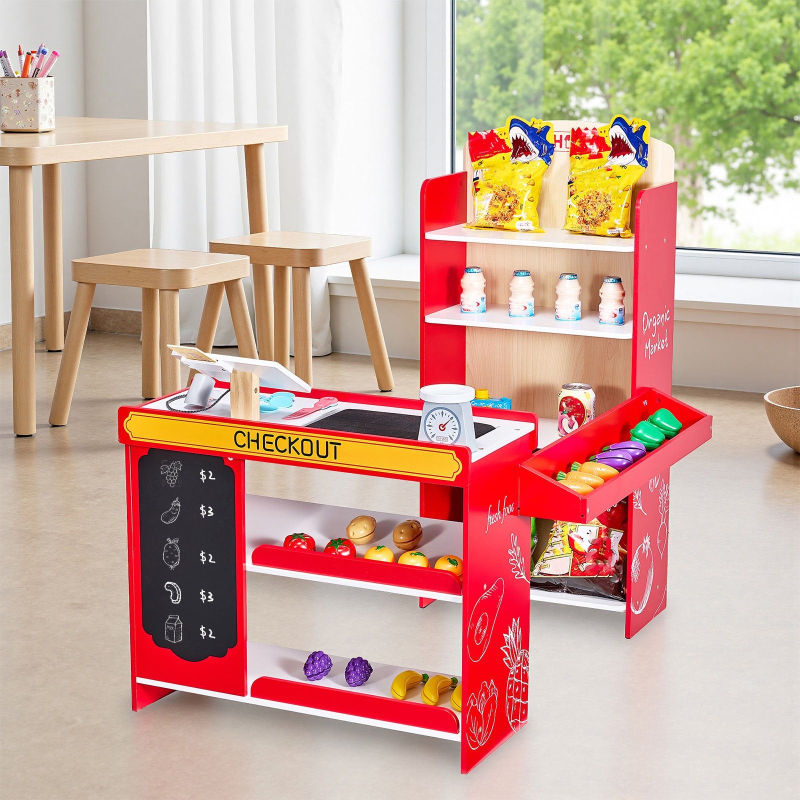 Supermarket Play Toy Set With Cash Register