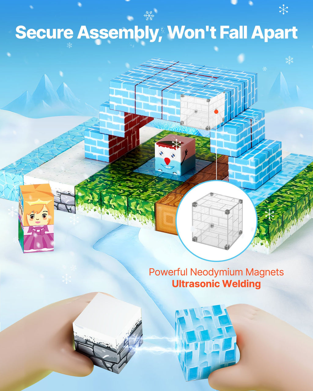 Magnetic Blocks 150 PCS Glacier Castle Set STEM Montessori Sensory EducationalToys