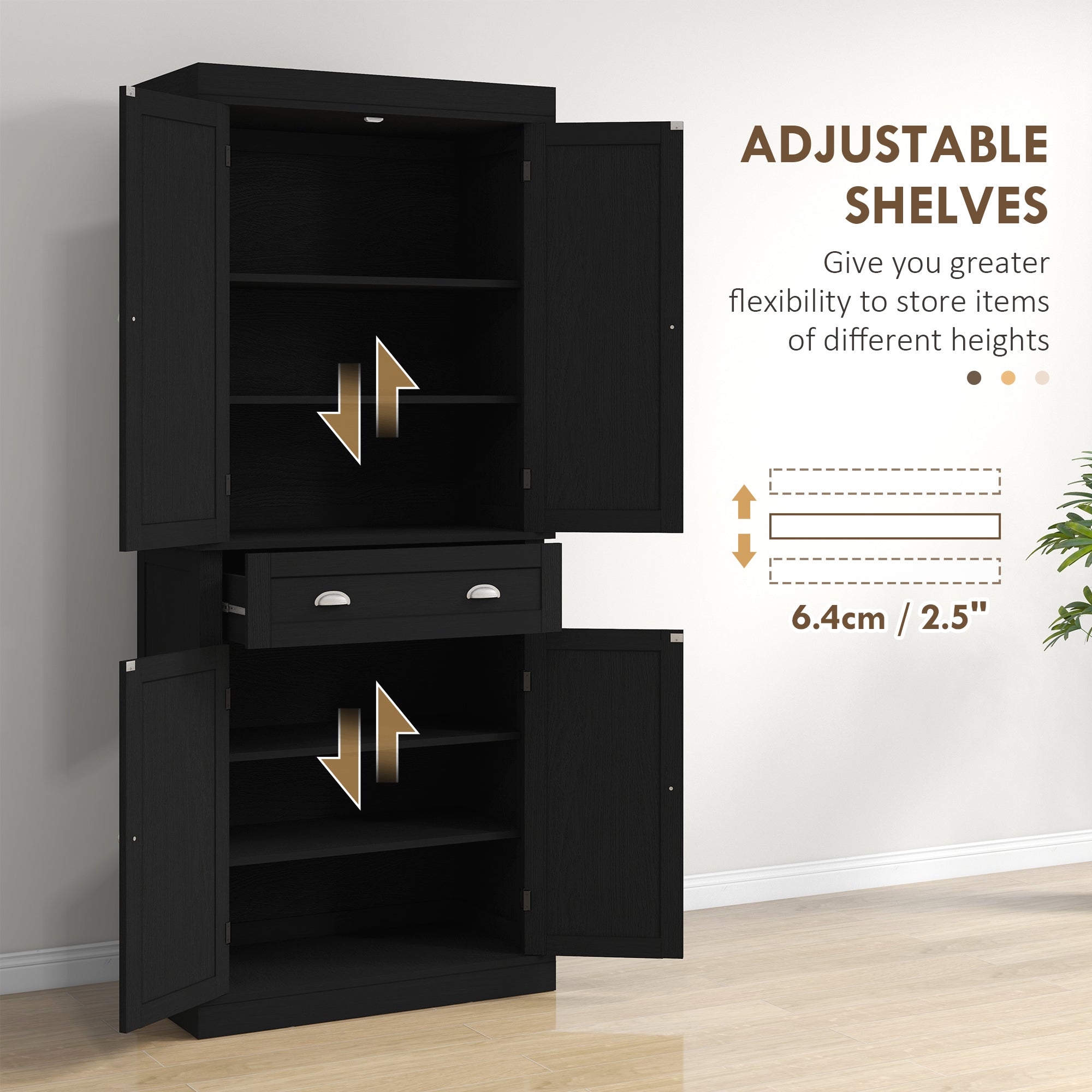 72.5" Storage Cabinet, Black Wood Grain