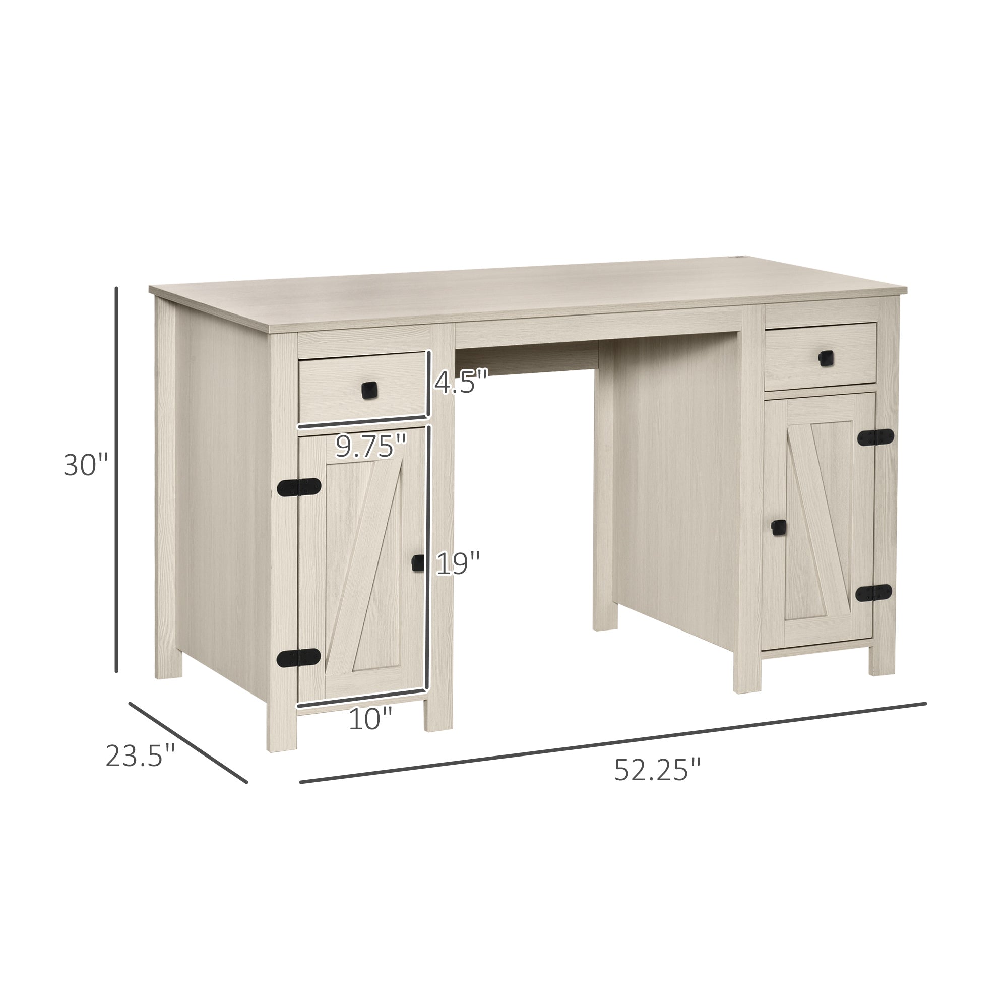 Farmhouse Computer Desk With Storage, Cream White
