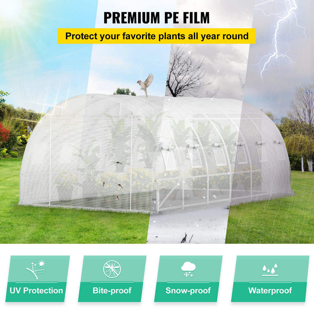 VEVOR Walk-in Tunnel Greenhouse, 20 X 10 X 7 Ft, White