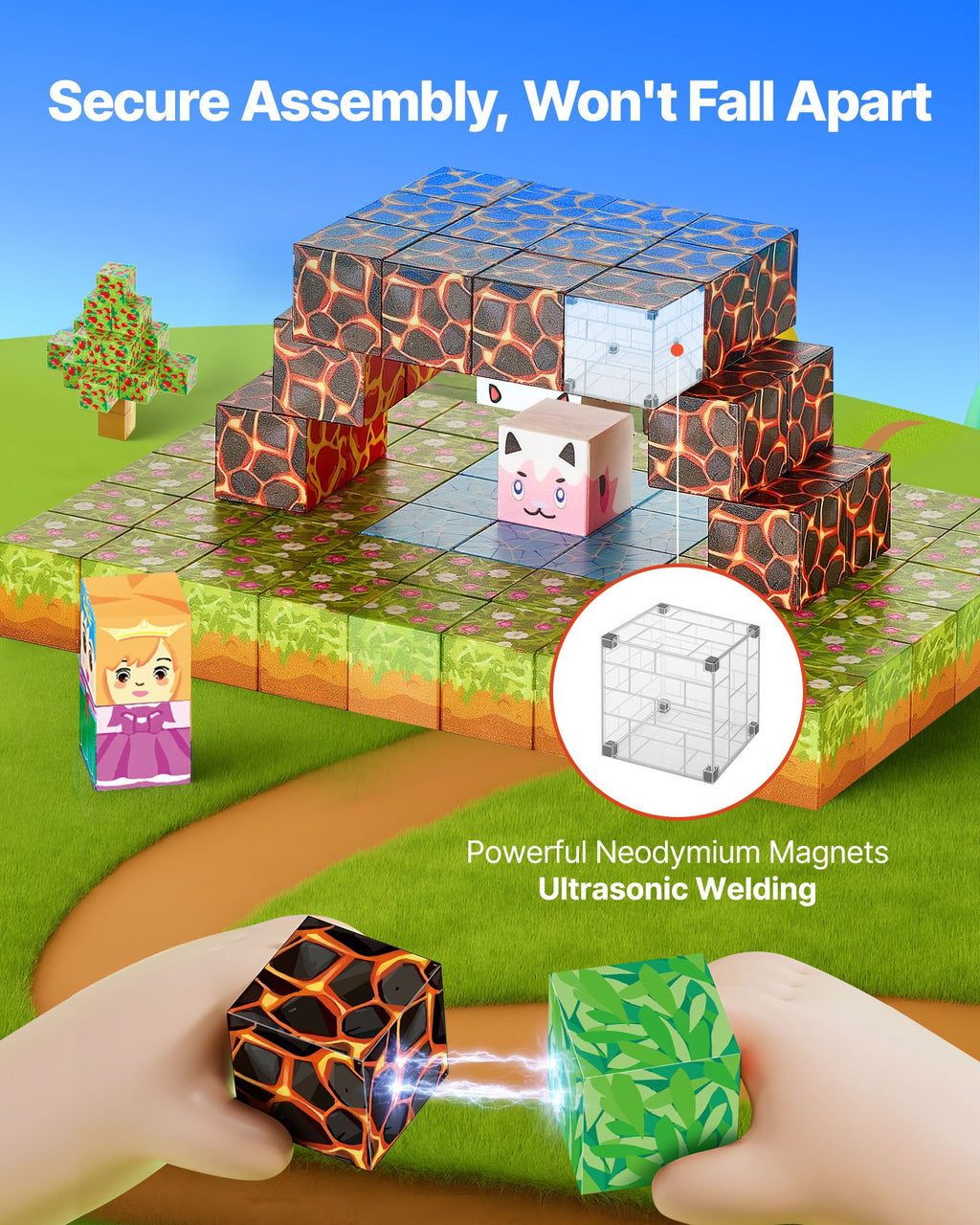 Magnetic Blocks 150 PCS Forest Castle Set STEM Montessori Sensory Educational Toys