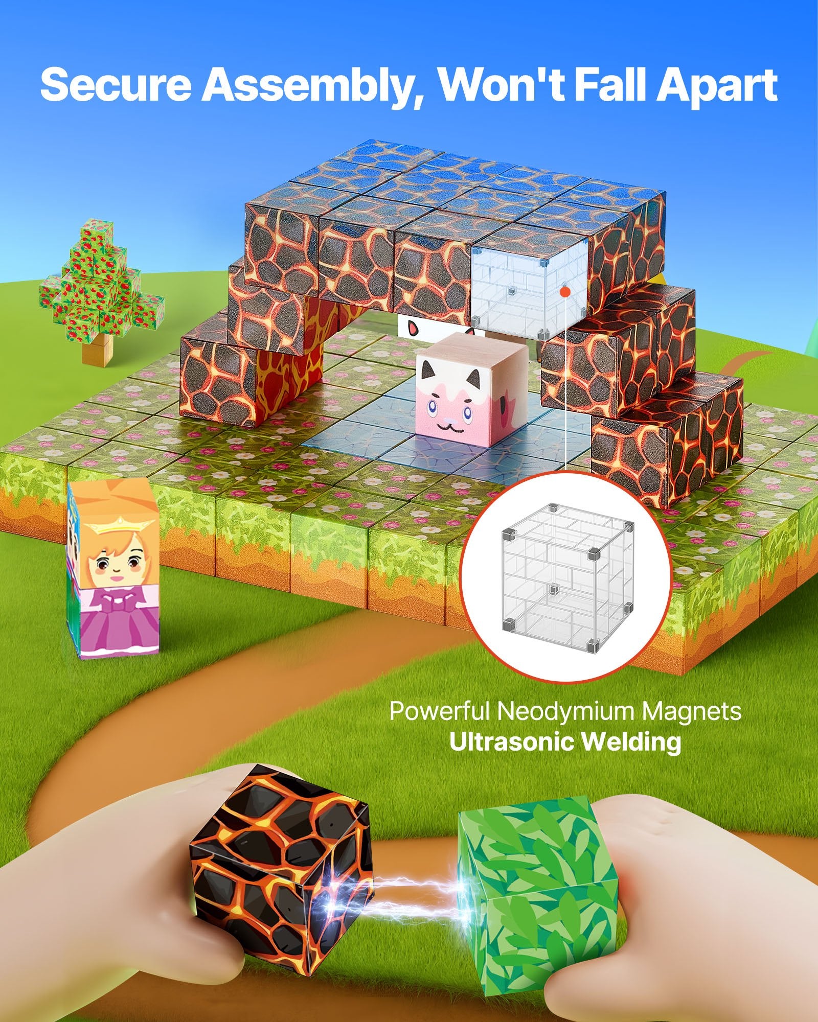 Magnetic Blocks 150 PCS Forest Castle Set STEM Montessori Sensory Educational Toys