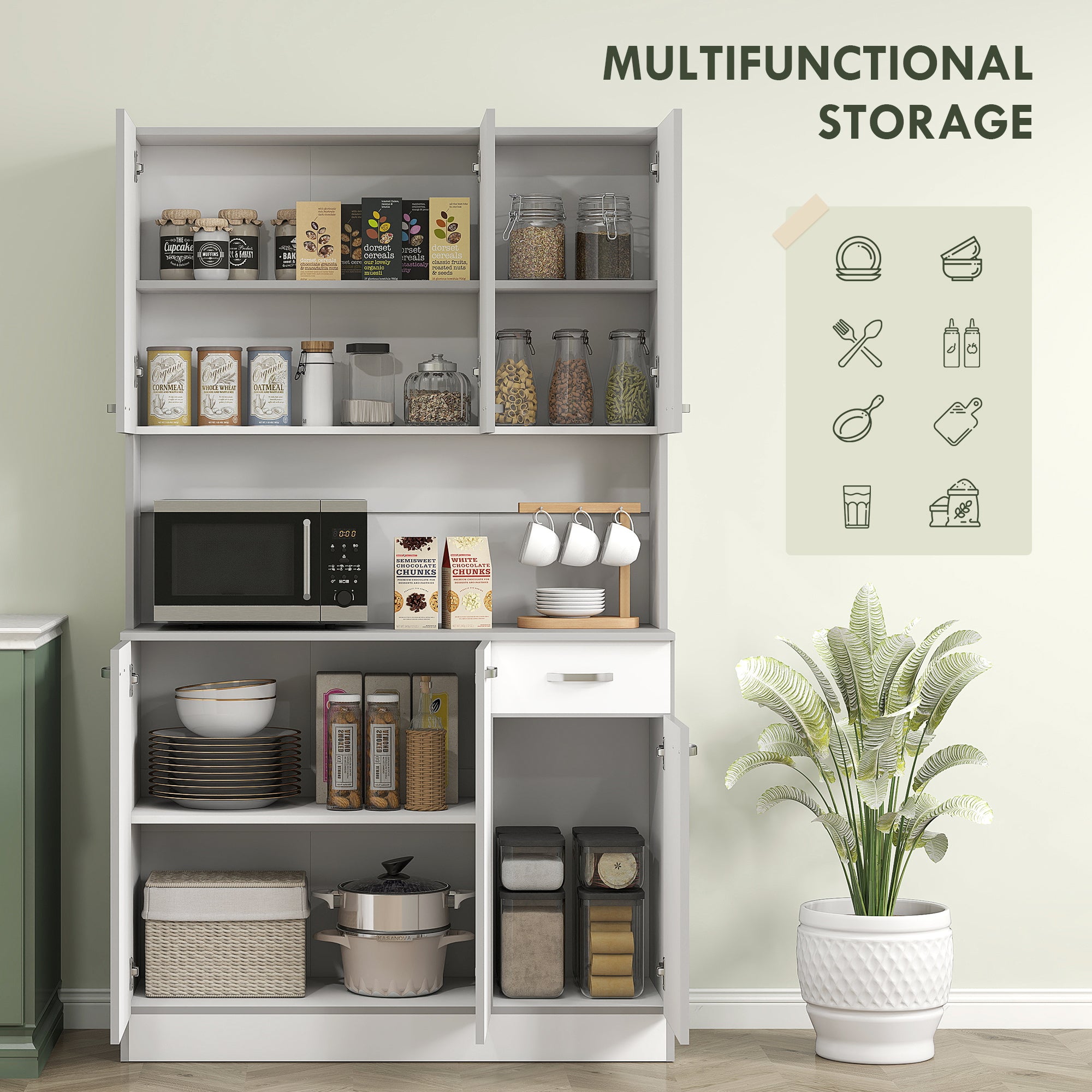 71" Storage Cabinet, White