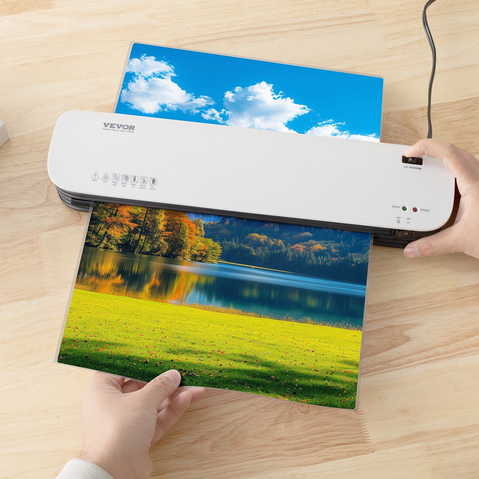 Thermal Laminator For Max A4 Paper Size, 3-4 Min Quick Warm Portable Laminator, 3-5 Mil Thickness, White + Grey