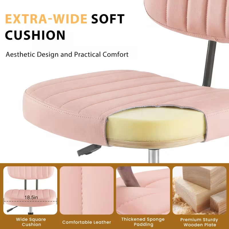 Adjustable Height Armless Office Desk Chair
