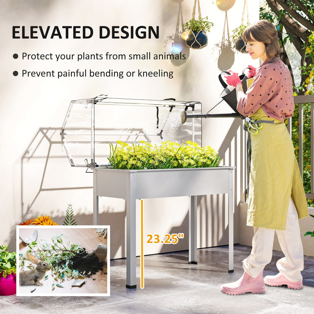 Elevated Garden Box with Greenhouse Cover