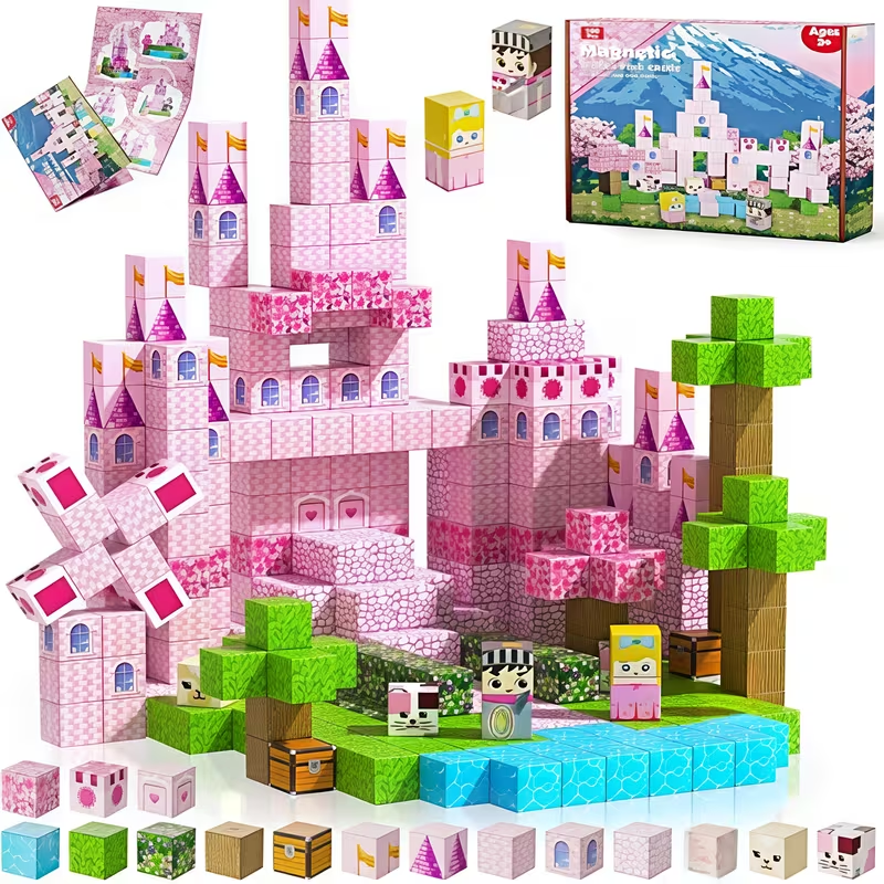100pcs Magnetic Castle Stem Building Blocks