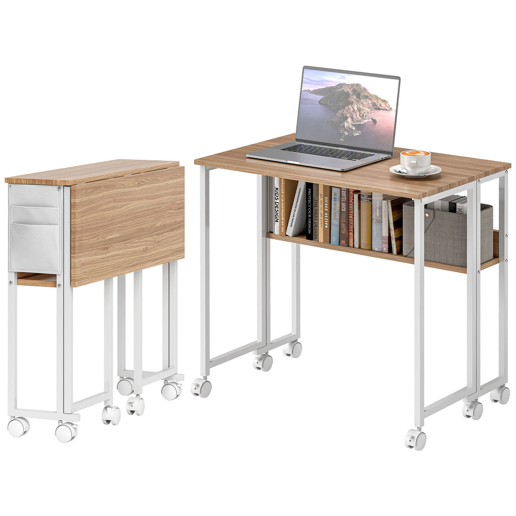 Folding Computer Desk on Wheels