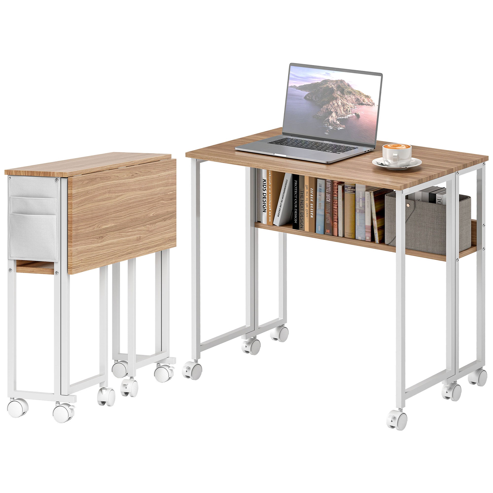 Folding Computer Desk on Wheels