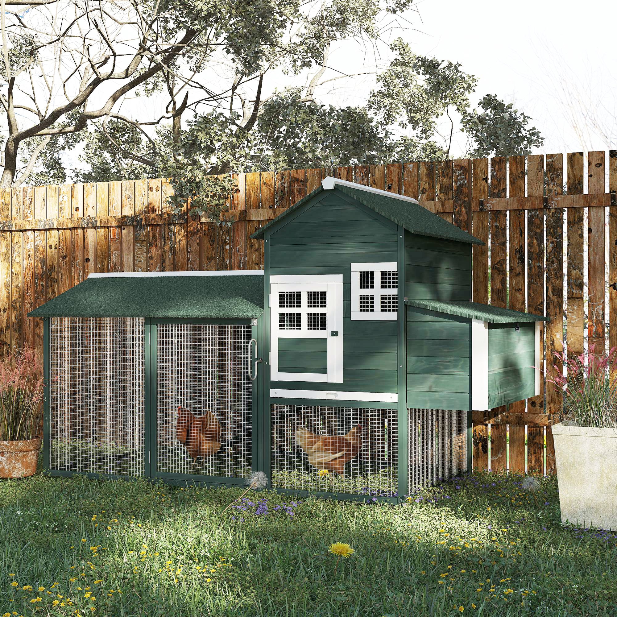 84" Wooden Chicken Coop, Green