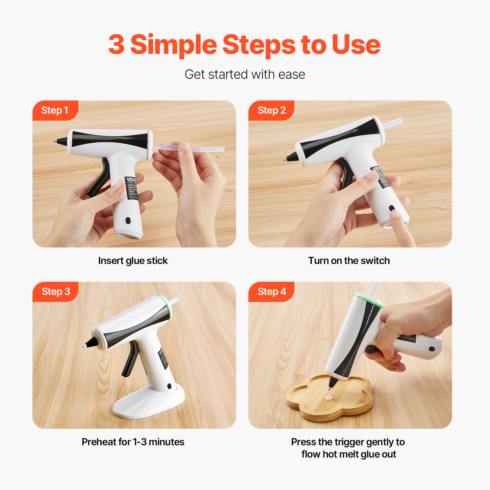 VEVOR Hot Glue Gun, Rechargeable Mini Wireless