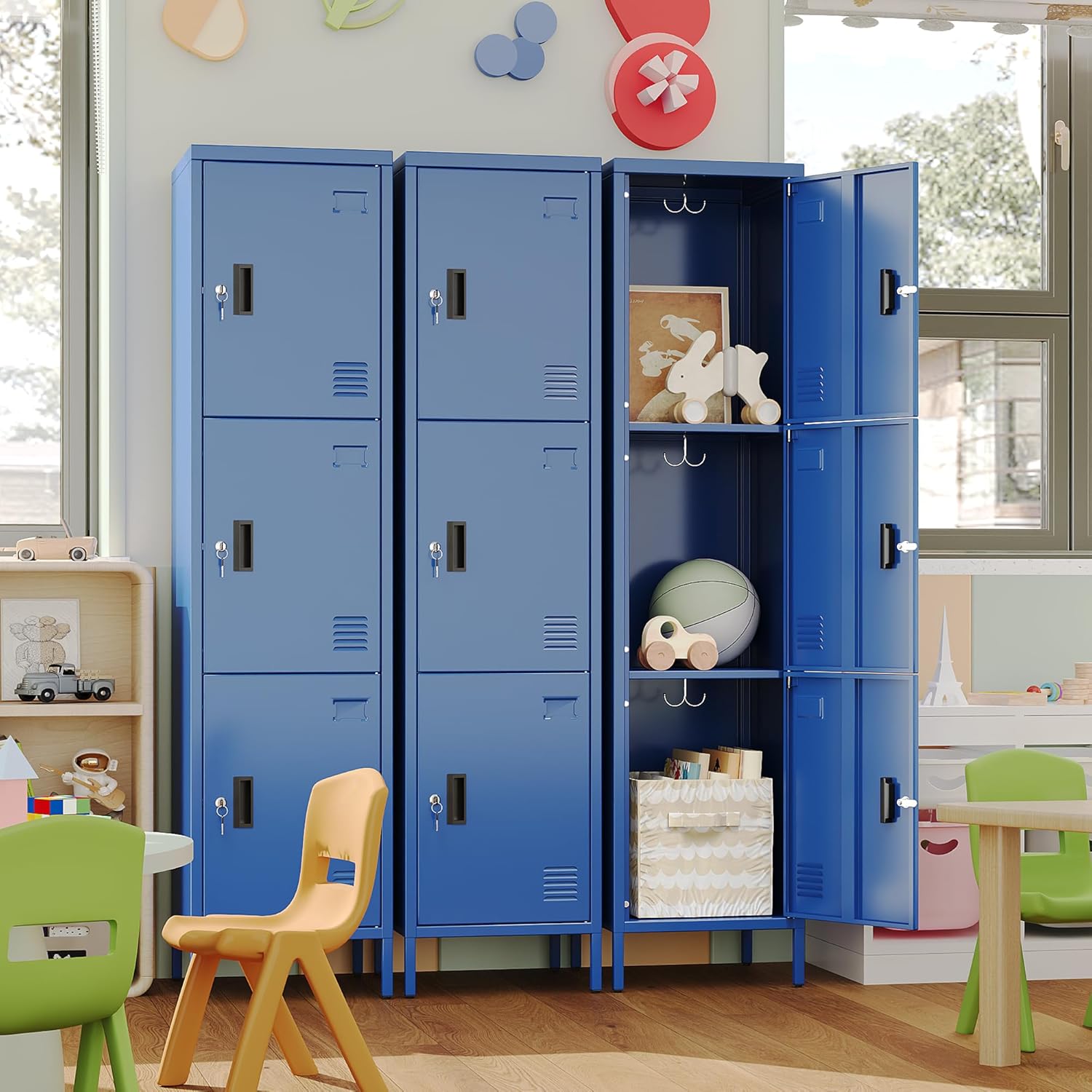 Aobabo Door Metal Storage Locker With Lock, Assembly Required, Blue