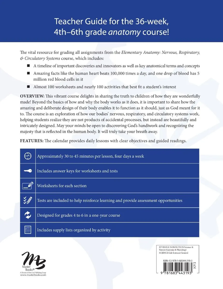 Elementary Anatomy: Nervous, Respiratory, and Circulatory Systems (Set) Grades 4-6