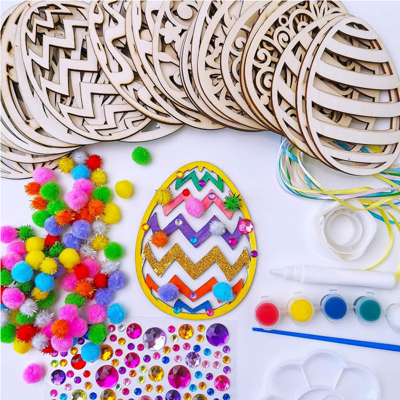 32 Sets Wooden Egg Ornaments Decorations DIY