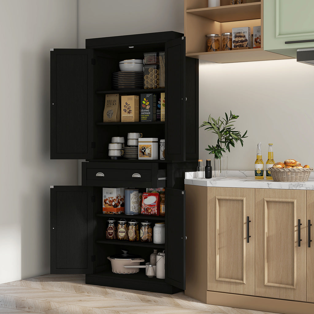 72.5" Storage Cabinet, Black Wood Grain