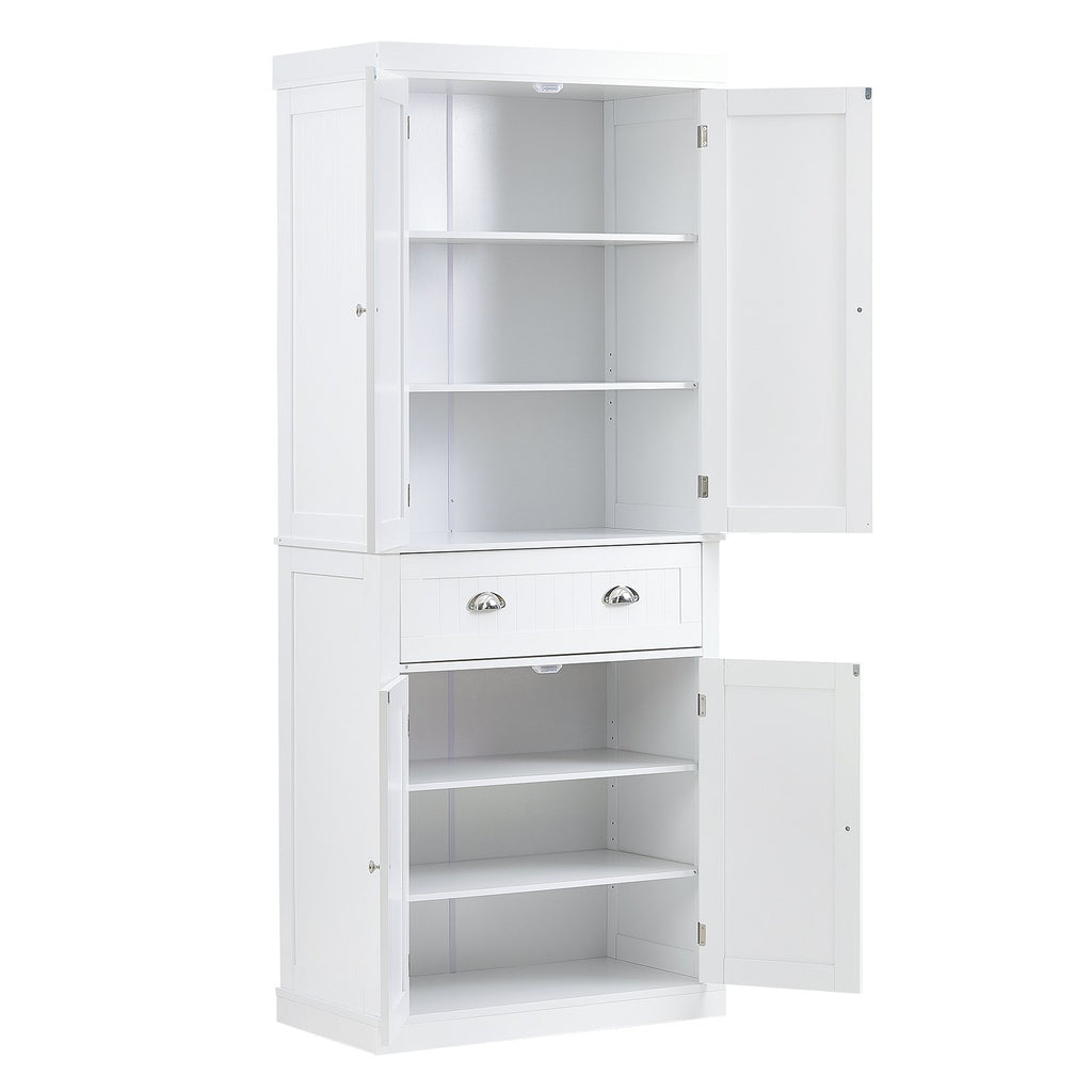 Vevor 72" Tall Storage Cabinet, With Drawer & 3 Adjustable Shelves, White