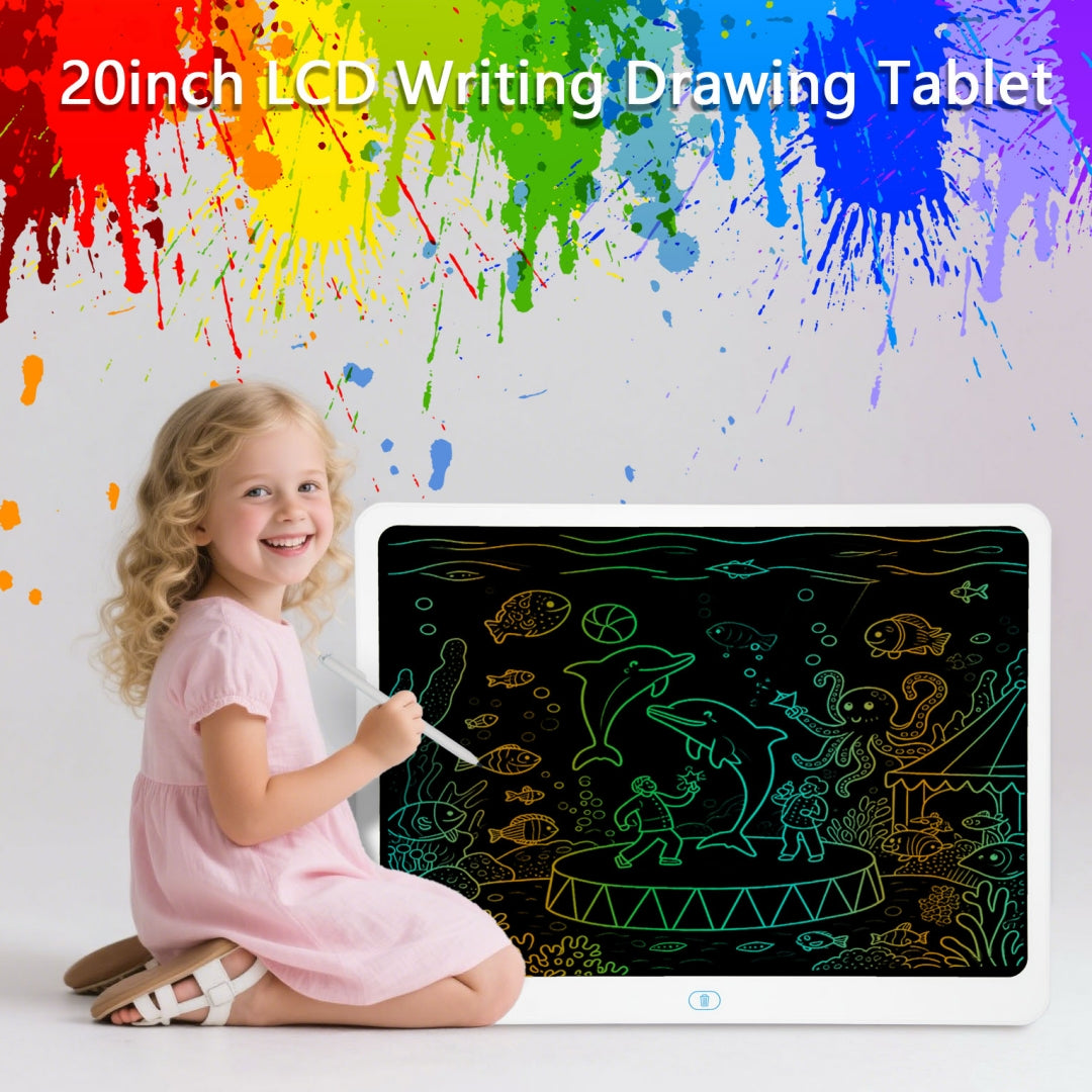 LCD Writing Tablet, 20 Inch Colorful Toddler Doodle Board Drawing Tablet, Erasable Reusable Electronic Drawing Pad