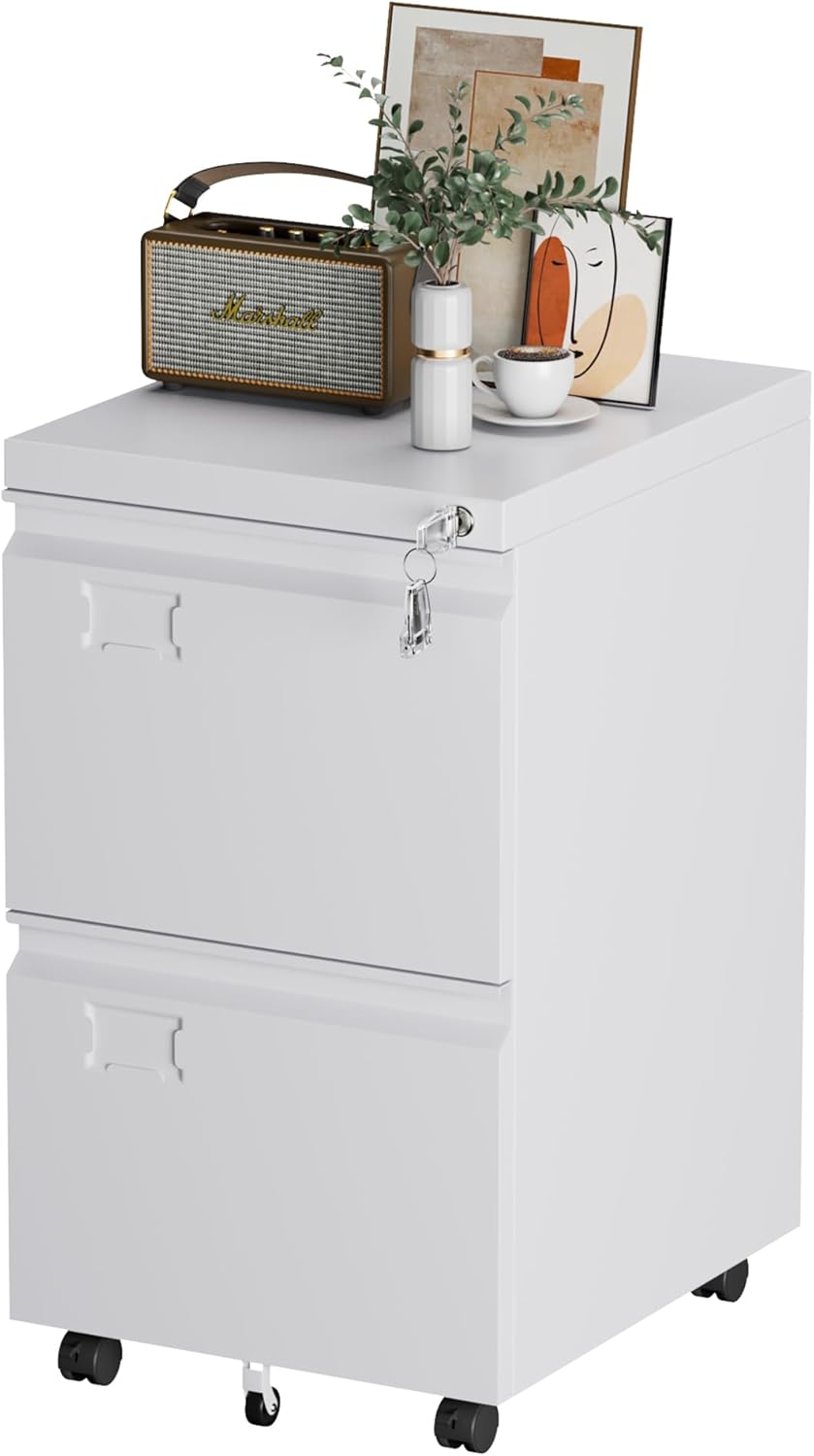 2 Drawers Mobile File Cabinet, Metal