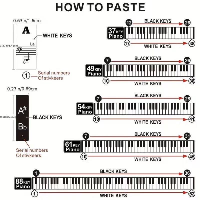 Piano Key Stickers (Removable)