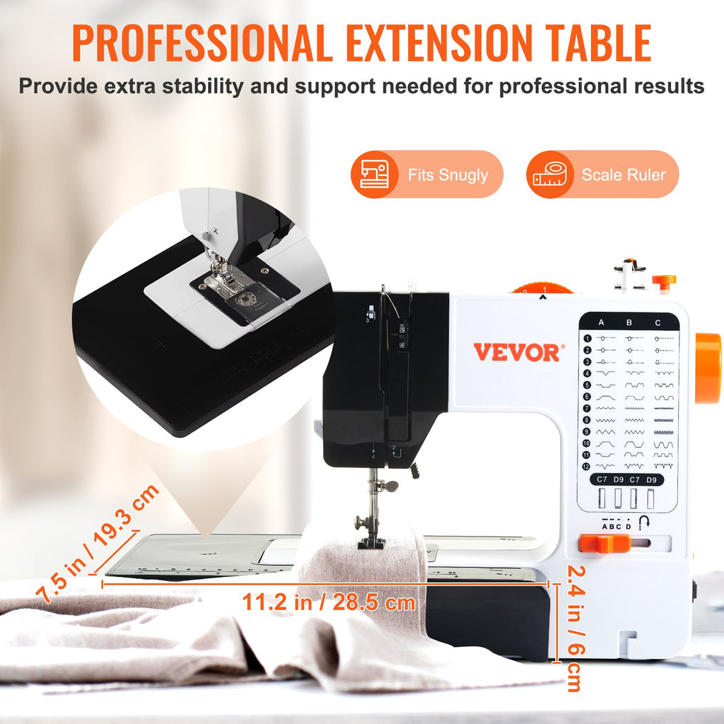Sewing Machine, Portable Sewing Machine For Beginners With 38 Built-in Stitches & Reverse Sewing, Dual Speed Sewing Machine With Extension Table Foot Pedal, Accessory Kit