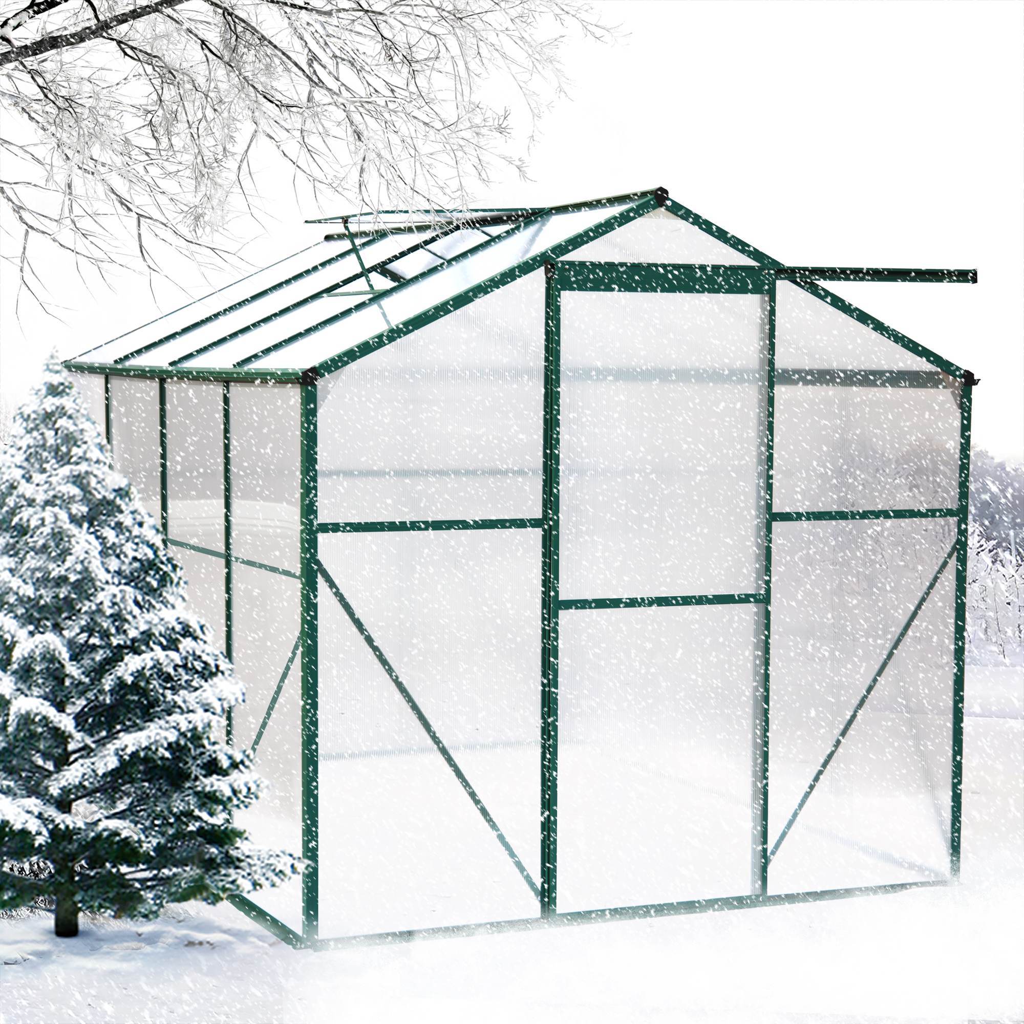 Polycarbonate Greenhouse, 6X8 Ft Greenhouse With Roof Vent