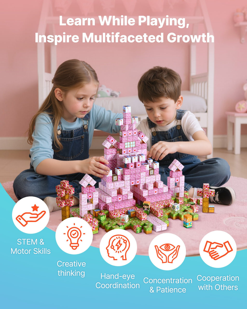 Magnetic Blocks 100 PCS Princess Castle Set STEM Montessori Sensory Educational Toys