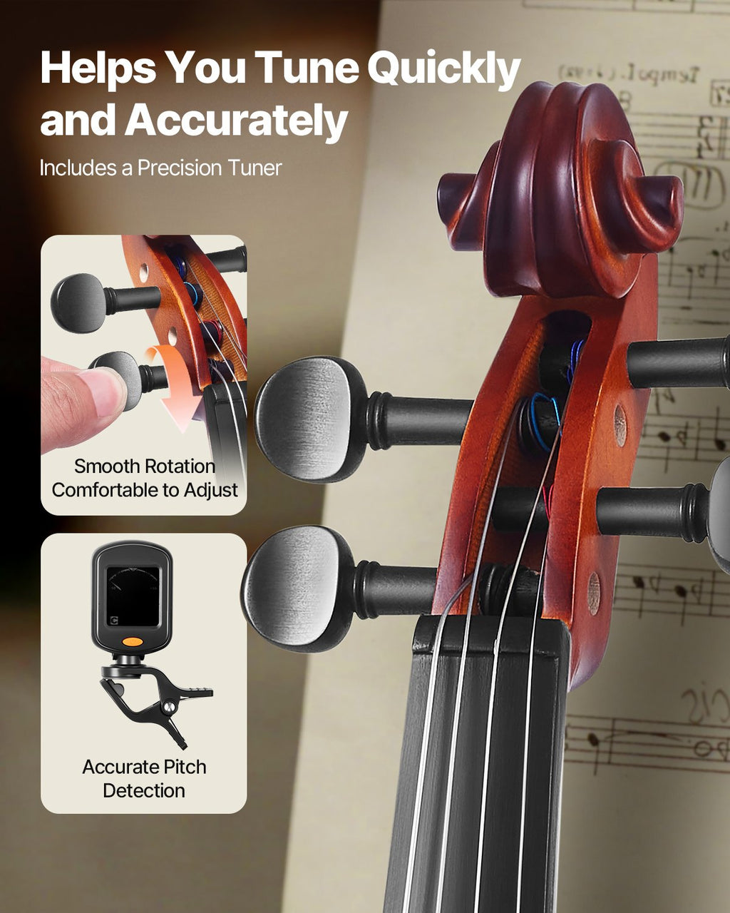 Violin 1/2 Size For Adults, Violin Fiddle Set For Beginners Student With Hard Case, Rosin, Bow, Shoulder Rest,Bridge,Tuner And Extra Strings,Solidwood Professional Musical Instruments (Brown)
