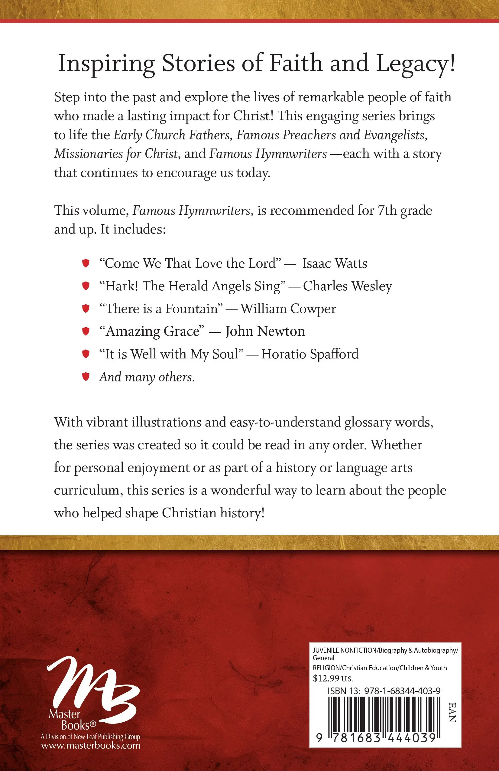 Legends of Faith Famous Hymnwriters