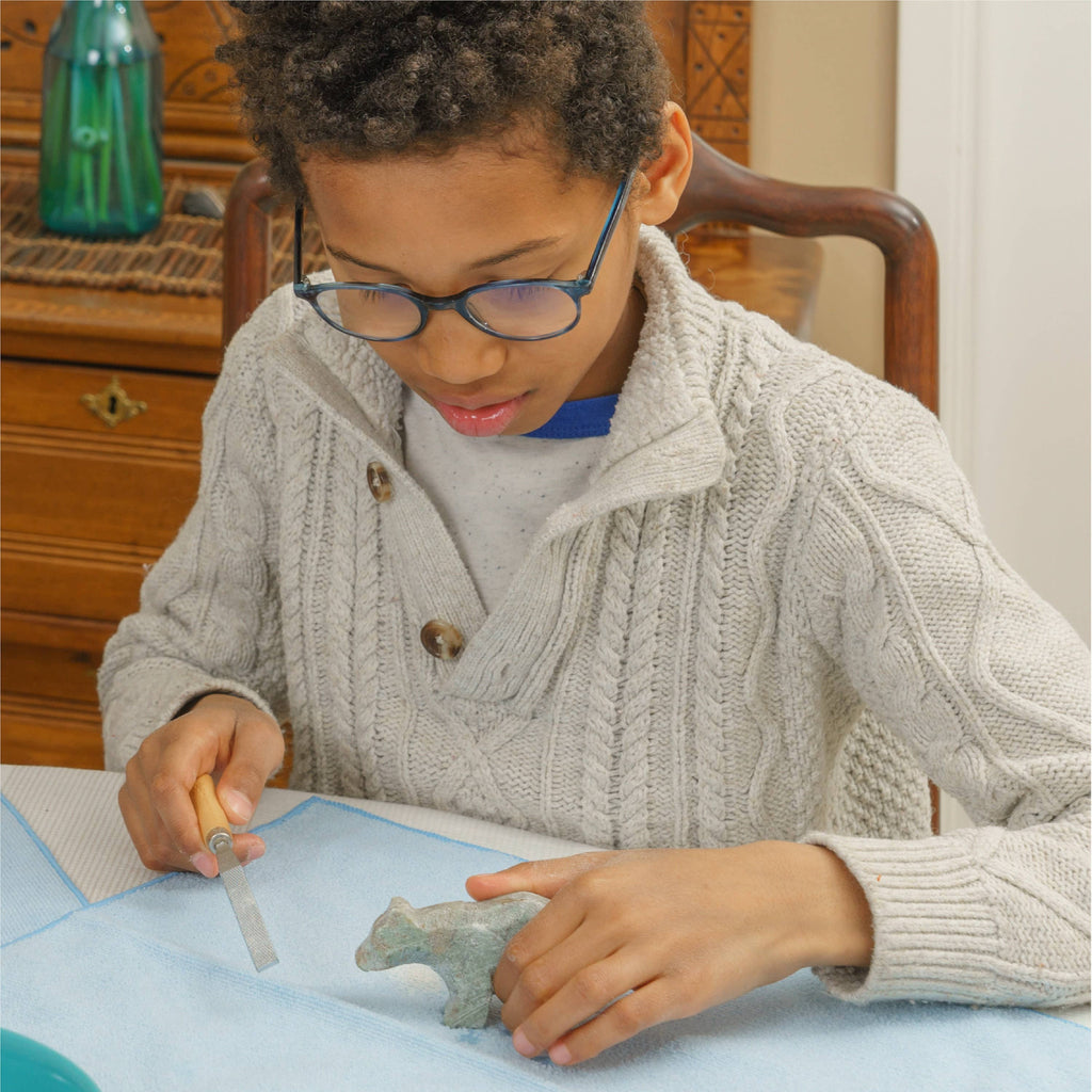 DIY Bear Soapstone Carving Kit for Kids