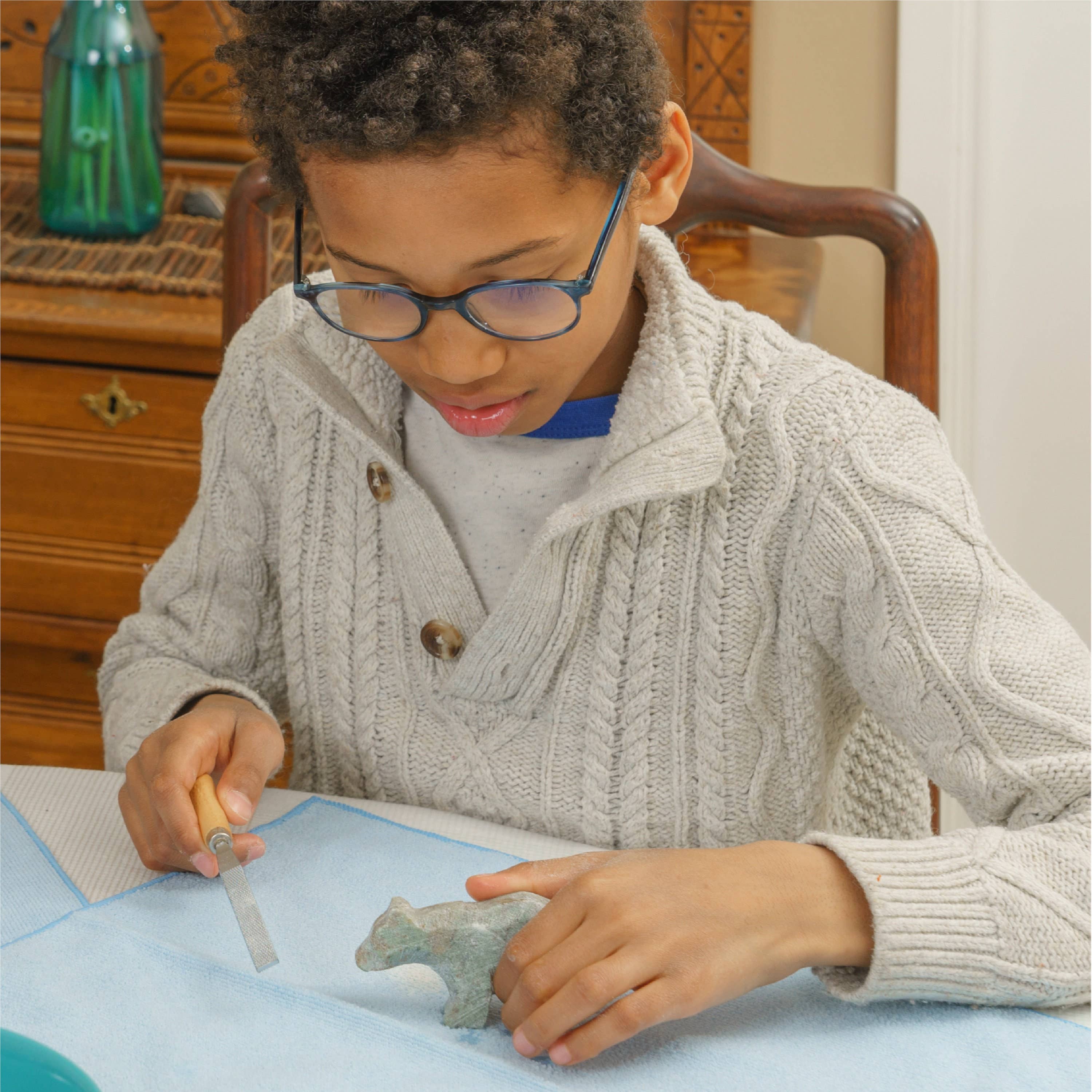 DIY Bear Soapstone Carving Kit for Kids