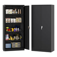 71" Tall Metal Storage Cabinet with Lock - Black - with Handle