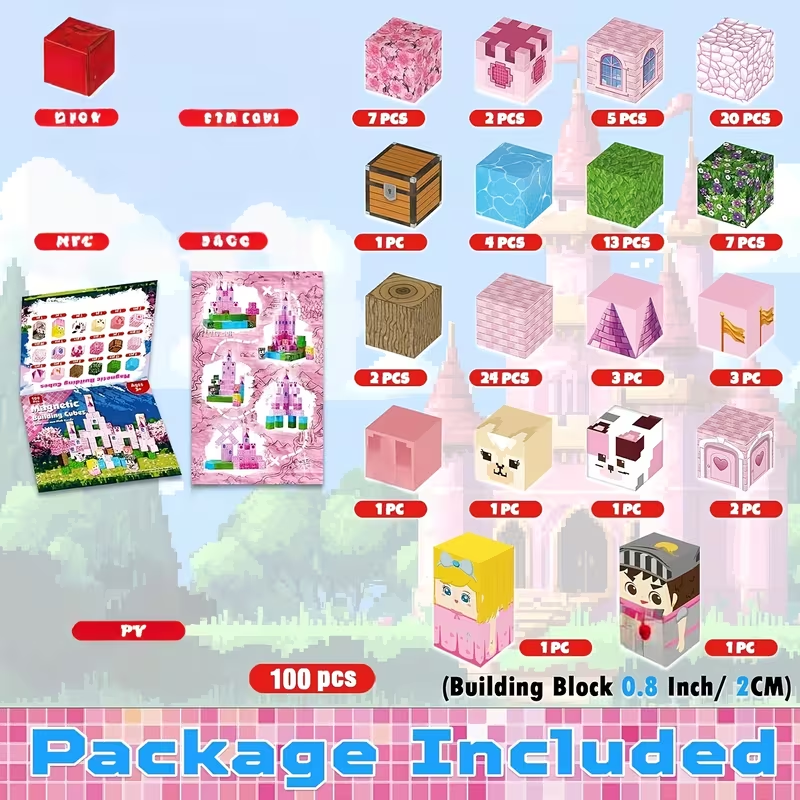100pcs Magnetic Castle Stem Building Blocks