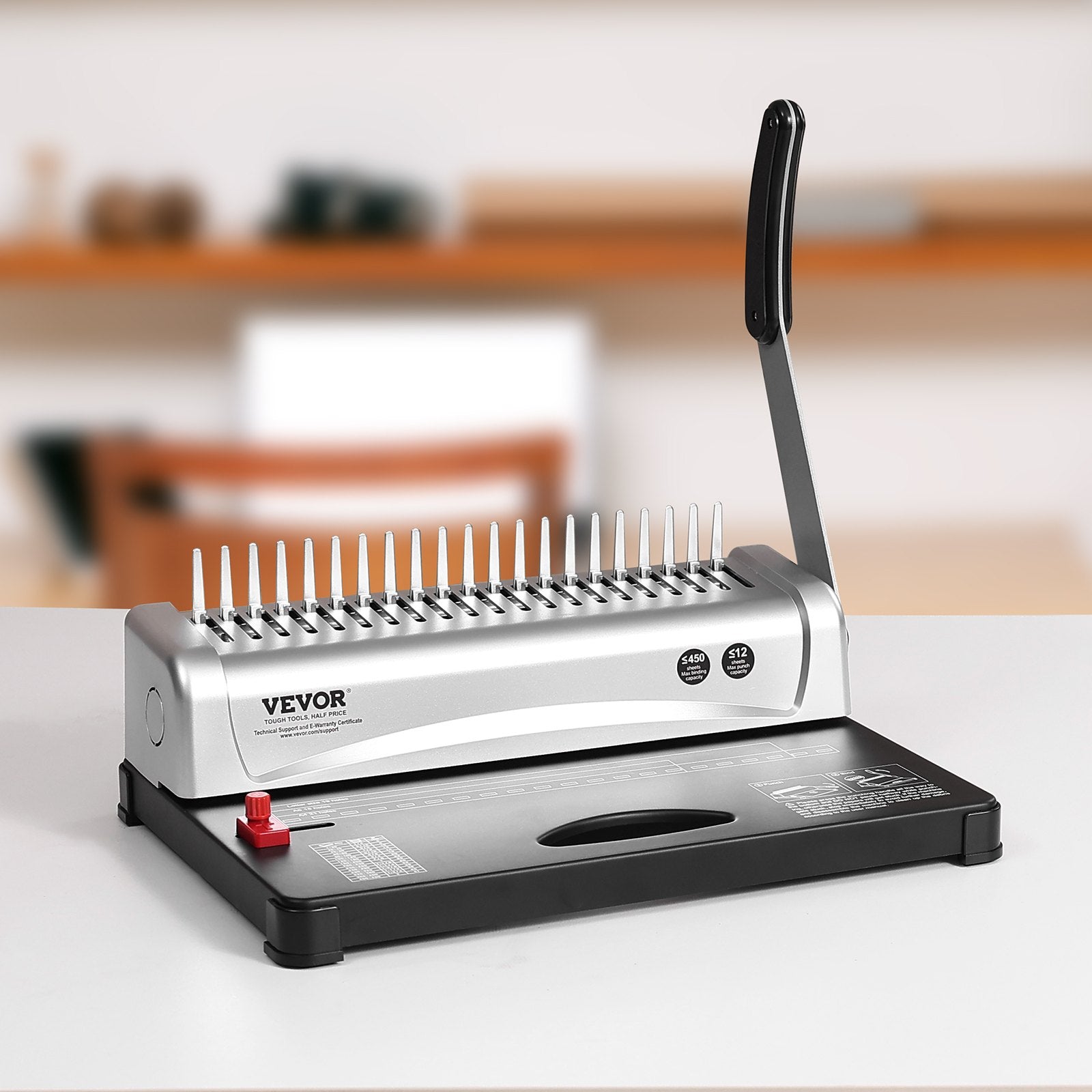 Binding Machine, Comb Binding Machine 21-Holes Binding 450 Sheets, Book Binder Machine With 100 PCS 3/8'' Comb Binding Spines, For Letter Size, A4, A5