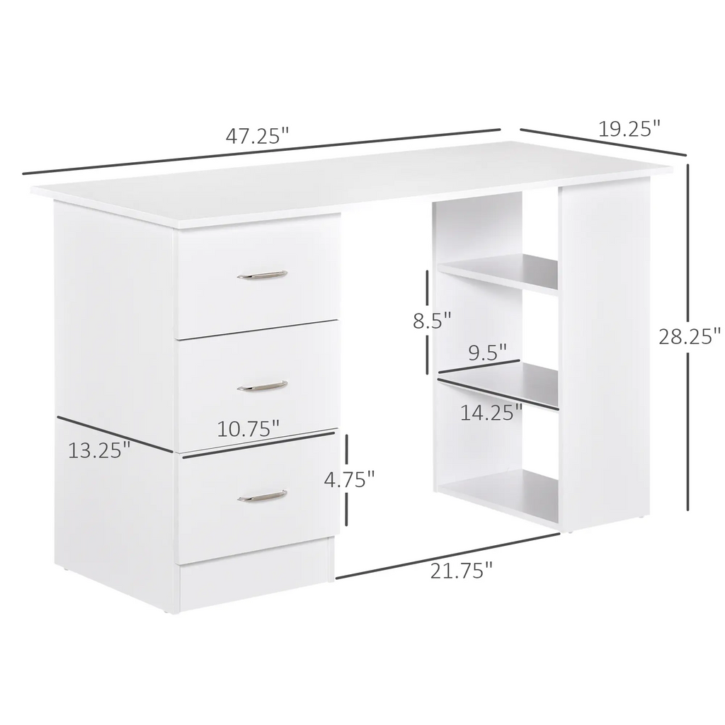 47" Student Desk With Shelves and Drawers
