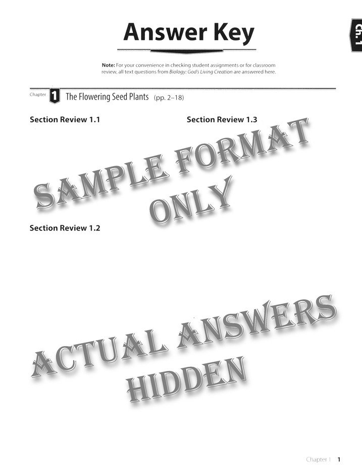 Biology: God's Living Creation Answer Key (Fifth Edtion) Grade 10 | Used New Condition