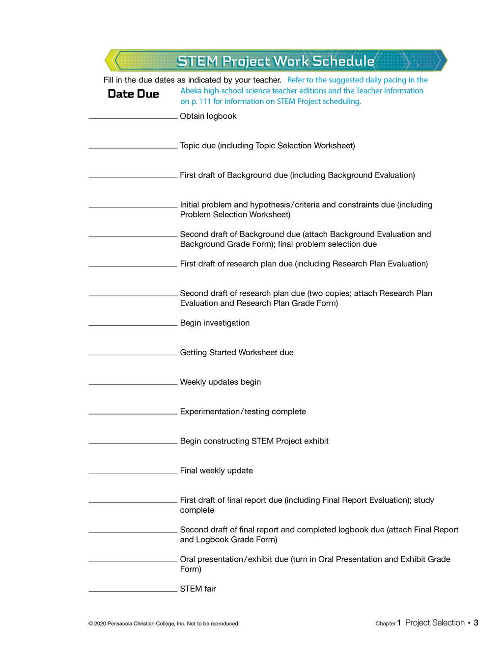 9th Grade STEM Project Guide | Teacher Key | Used Like New