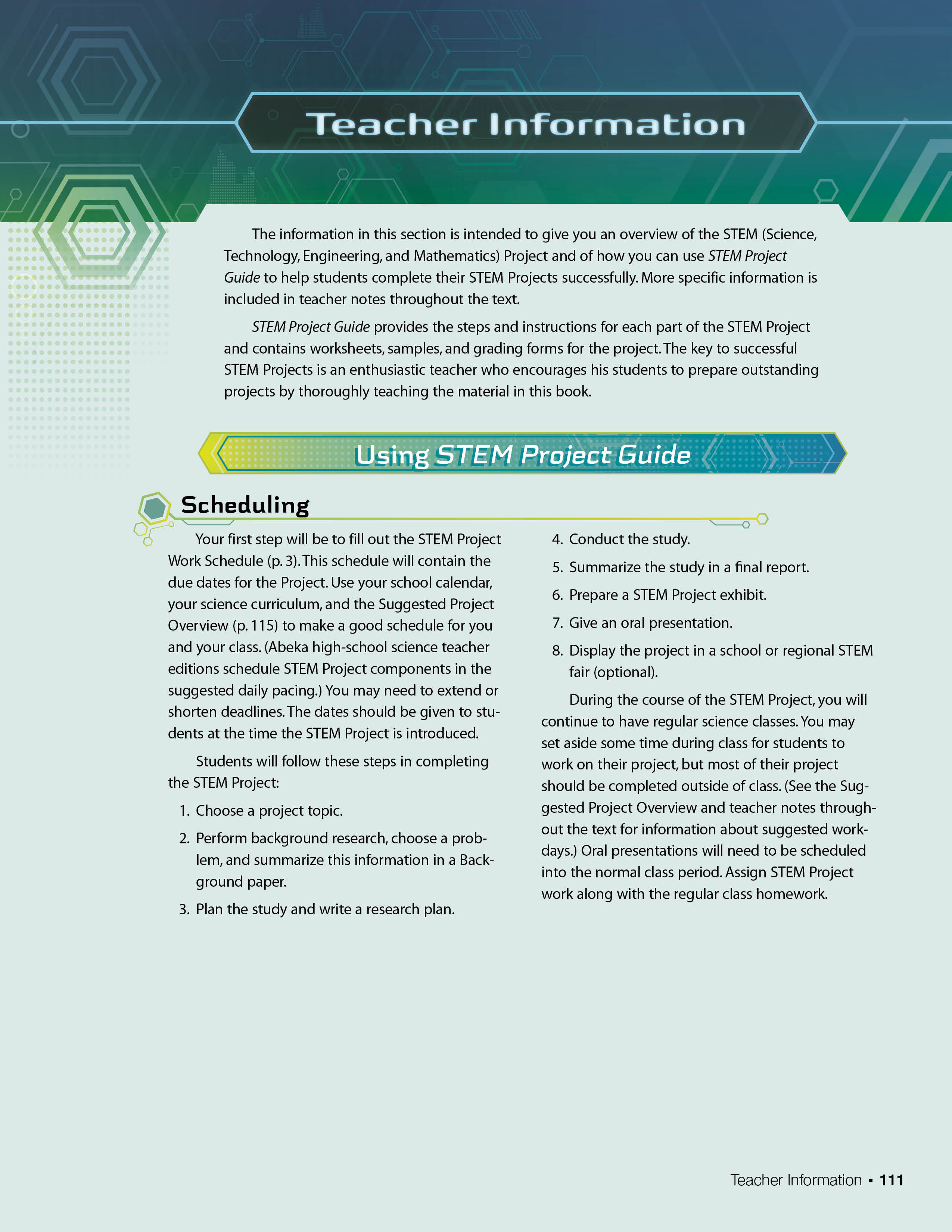 9th Grade STEM Project Guide | Teacher Key | Used Like New