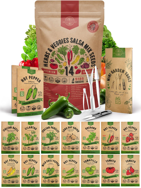 14 Herbs & Veggies Salsa Mix Seeds Variety Pack