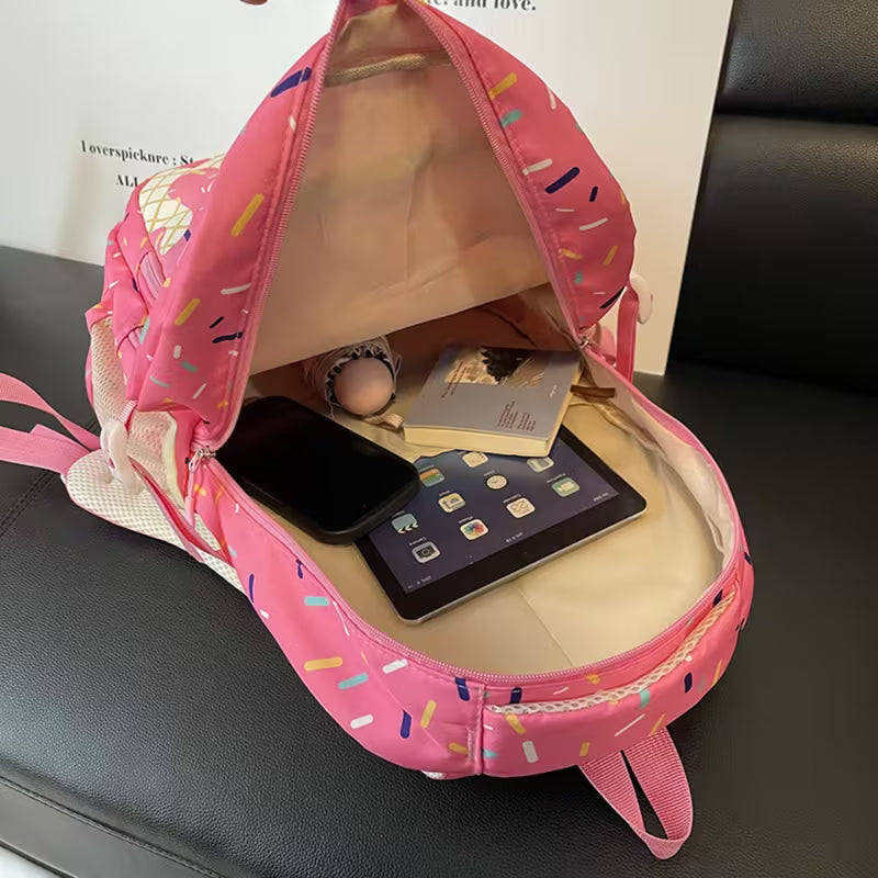 3 Piece Backpack Set with Ice Cream Design